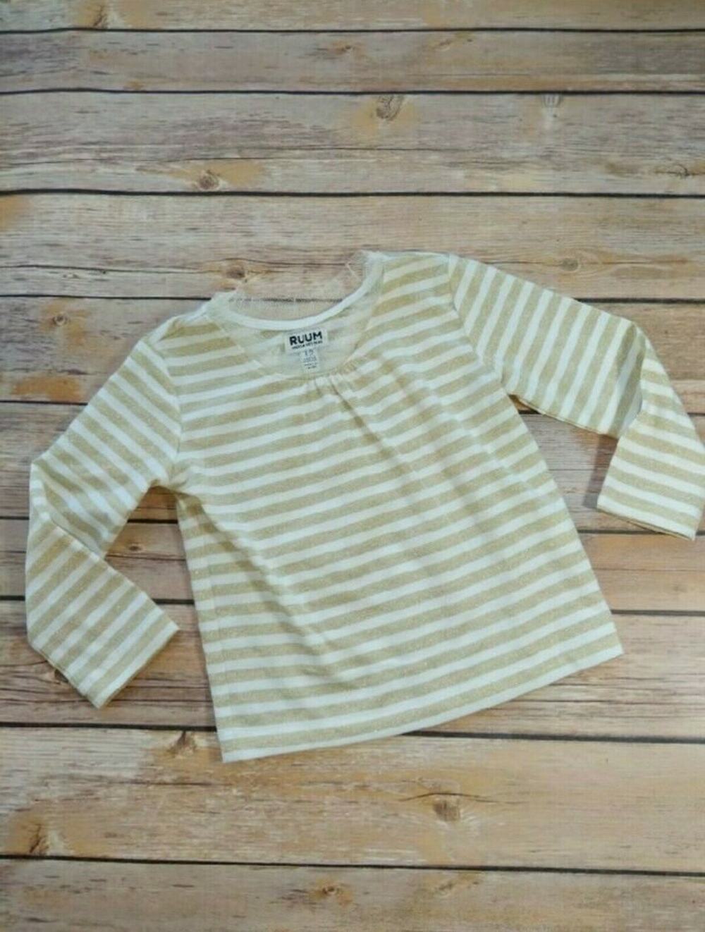 RUUM Gold Striped Long-sleeve Tee-Shirt 12M